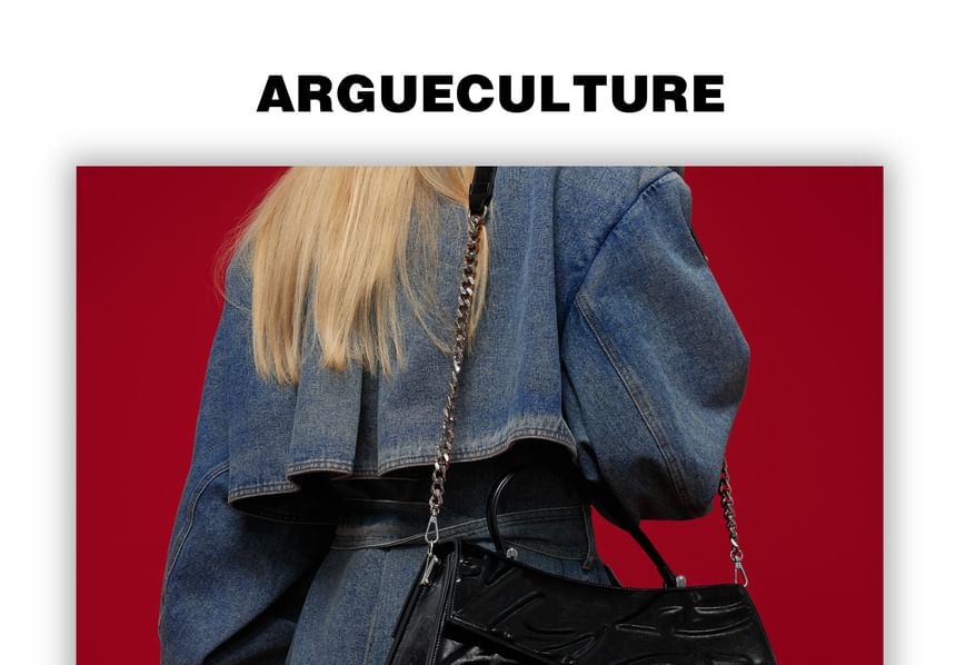 Faux-Leather Embossed Shoulder Bag
