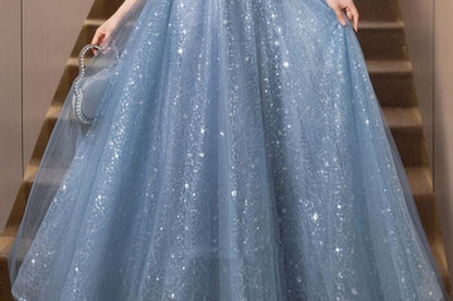 Short Sleeve Off Shoulder Floral Beaded Embroidered Mesh A-Line Ball Gown