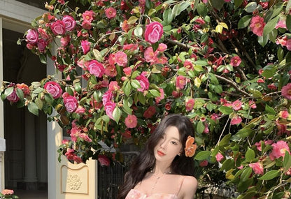 Spaghetti Strap Square Neck Floral Maxi Evening Gown