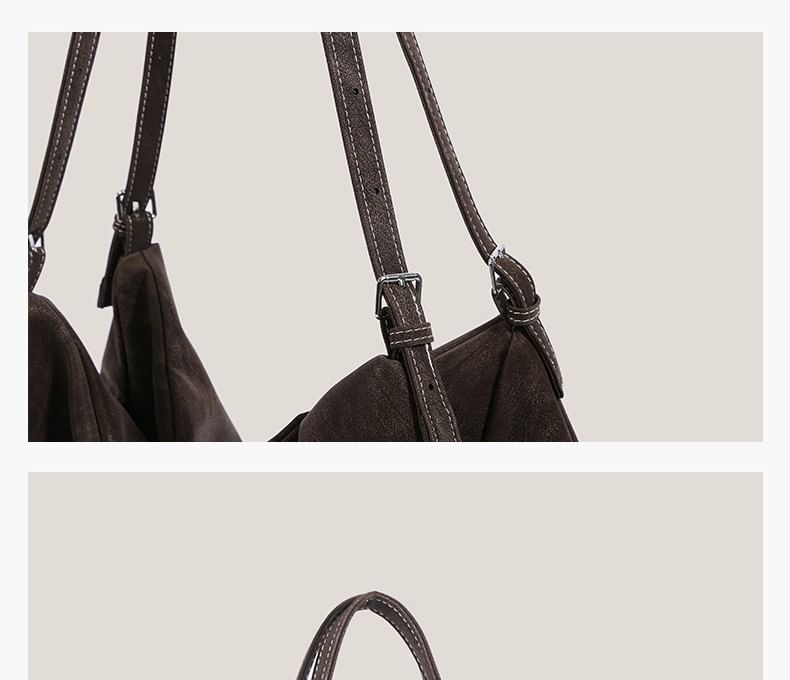 Plain Belted Faux Suede Tote Bag