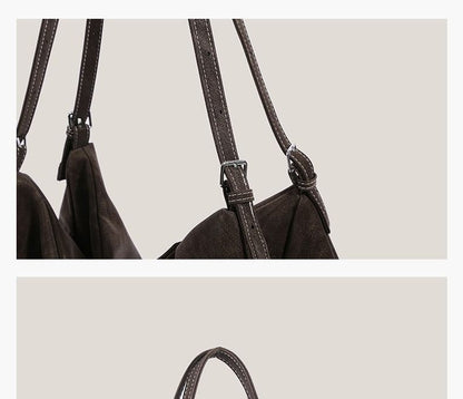 Plain Belted Faux Suede Tote Bag