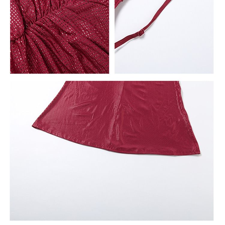 Spaghetti Strap Scoop Neck Plain Ruched Sheath Evening Gown