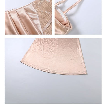 Spaghetti Strap Sweetheart Neck Ruched Sehath Evening Gown