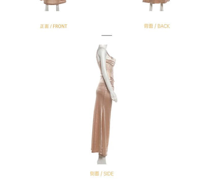 Spaghetti Strap Sweetheart Neck Ruched Sehath Evening Gown