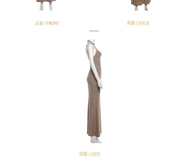 Sleeveless Halter Neck Glitter Mermaid Evening Gown