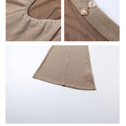 Sleeveless Halter Neck Glitter Mermaid Evening Gown