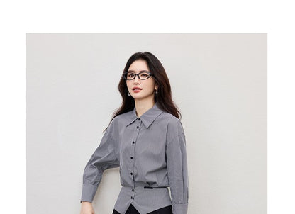 Drop-Shoulder Plaid Shirt with Front Slit
