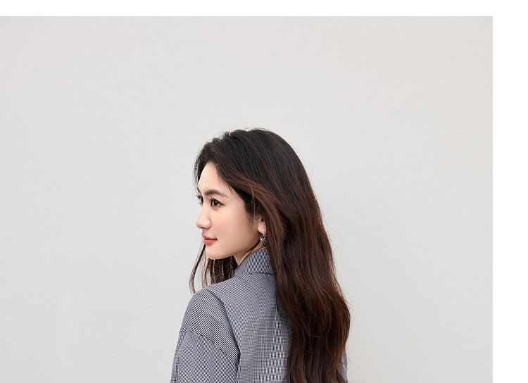 Drop-Shoulder Plaid Shirt with Front Slit