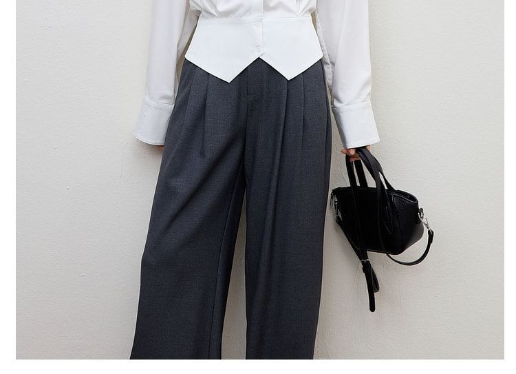 Drop-Shoulder Solid Shirt with Front Slit