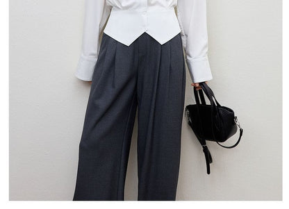 Drop-Shoulder Solid Shirt with Front Slit