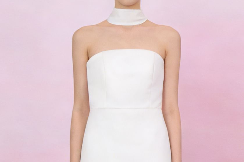 Halter Neck Plain Maxi Sheath Evening Gown