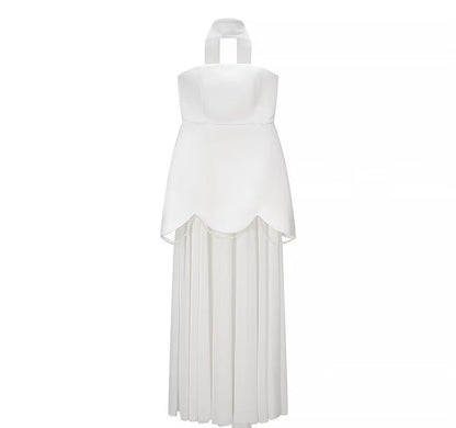 Halter Neck Plain Maxi Sheath Evening Gown