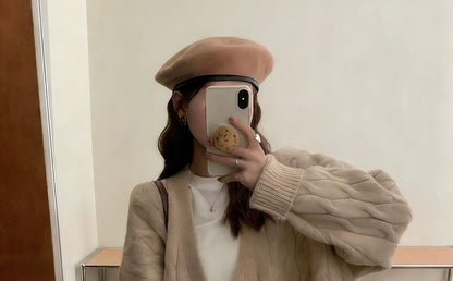 Long Sleeve V-Neck Cable Knit Cardigan