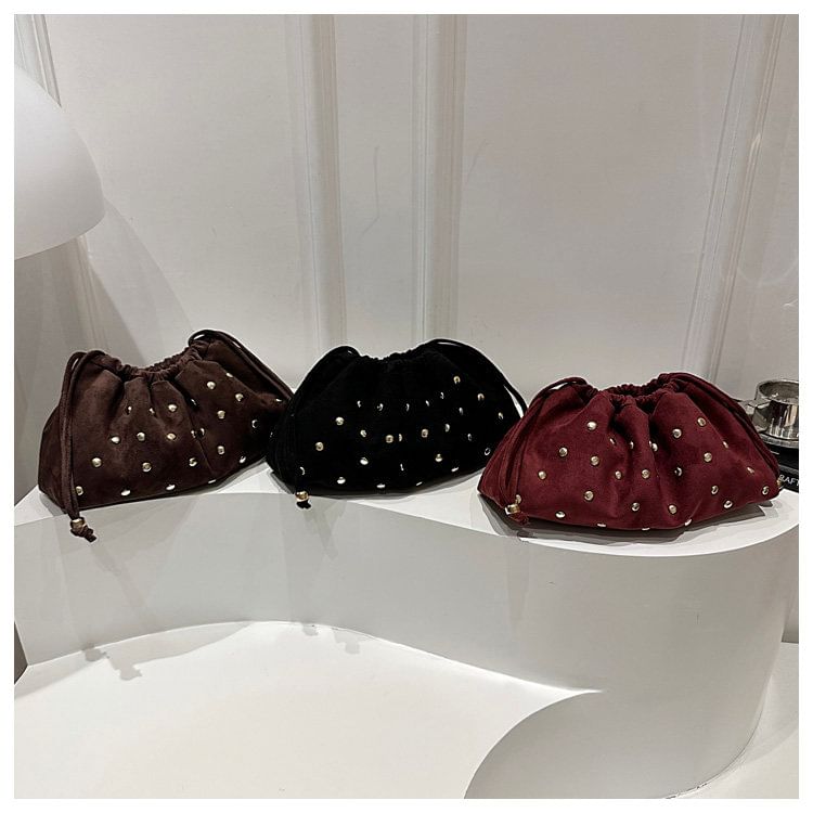 Studded Drawstring Clutch