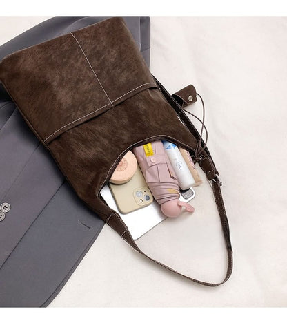 Contrast Stitched Faux Leather Crossbody Bag / Eyeglasses Holder / Pouch / Set