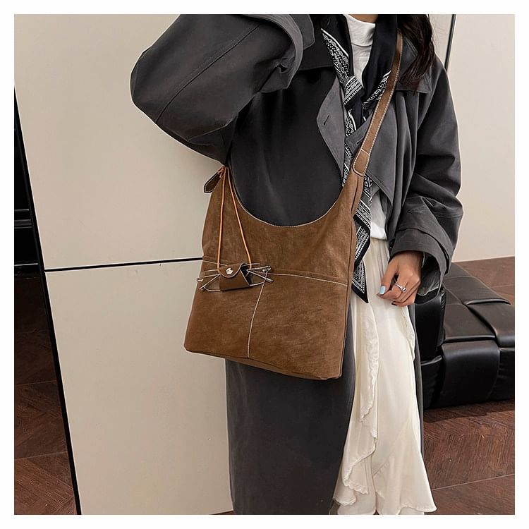 Contrast Stitched Faux Leather Crossbody Bag / Eyeglasses Holder / Pouch / Set