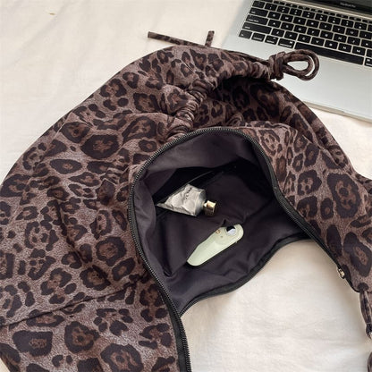 Leopard Print Faux Suede Crossbody Bag