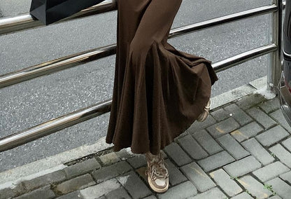 Henley Long Sleeve Mermaid Maxi Dress