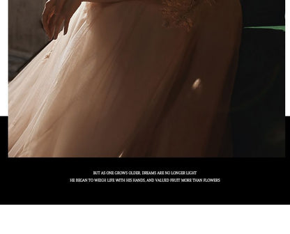 Cold-Shoulder Floral Applique Two-Tone A-Line Mesh Evening Gown