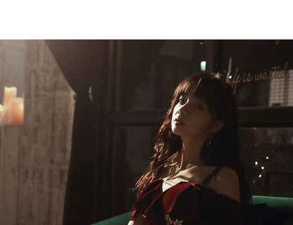 Cold-Shoulder Floral Applique Two-Tone A-Line Mesh Evening Gown