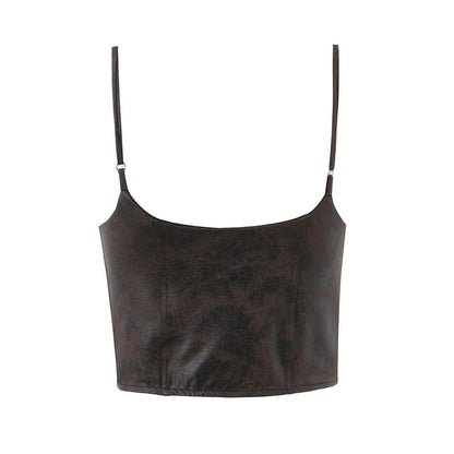 Two-Tone Lace-Up Crop Cami