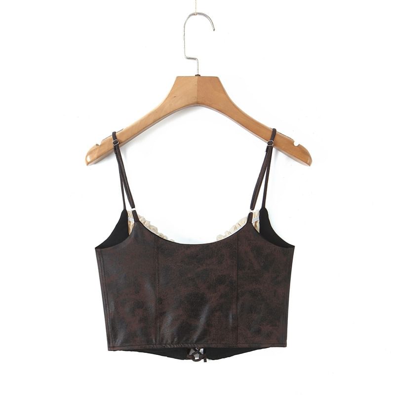 Two-Tone Lace-Up Crop Cami