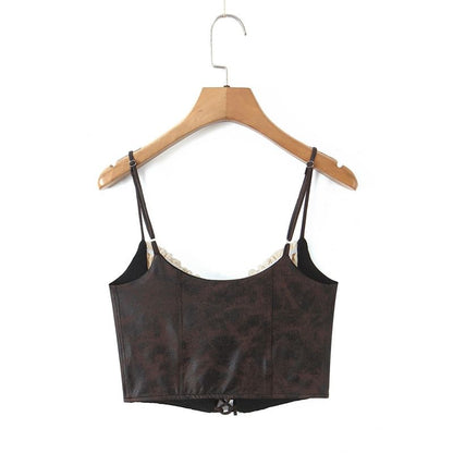 Two-Tone Lace-Up Crop Cami