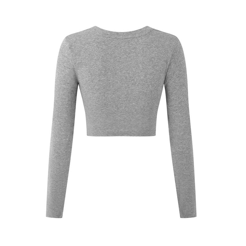 Crewneck Solid Crop Top with Long Sleeves