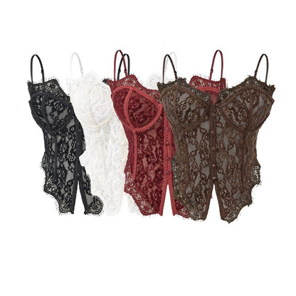 Button-Front Lace Corset Crop Top