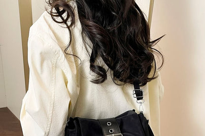 Plain Buckled Faux Leather Tote Bag