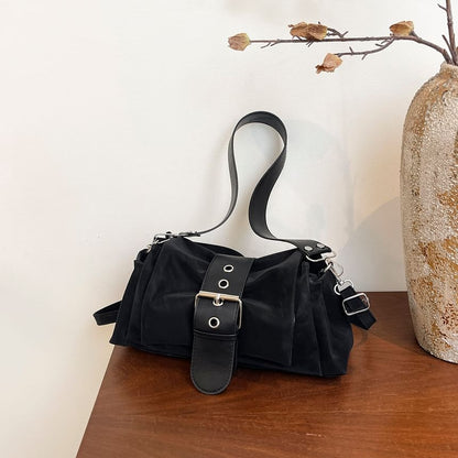 Plain Buckled Faux Leather Tote Bag