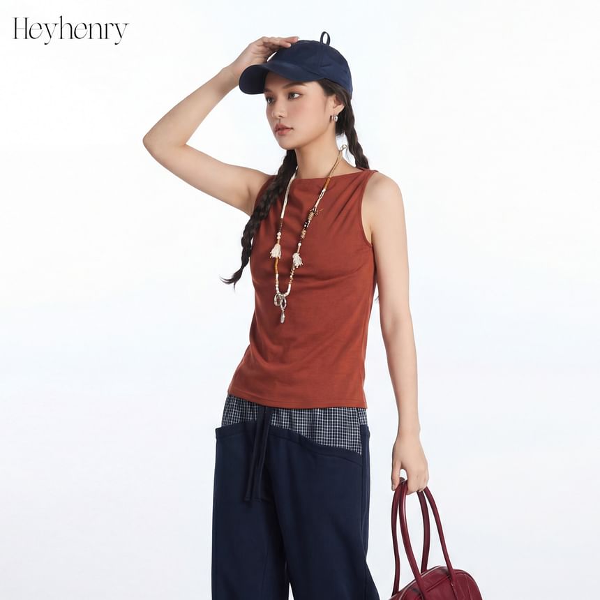 Boatneck Solid Slim-Fit Tank