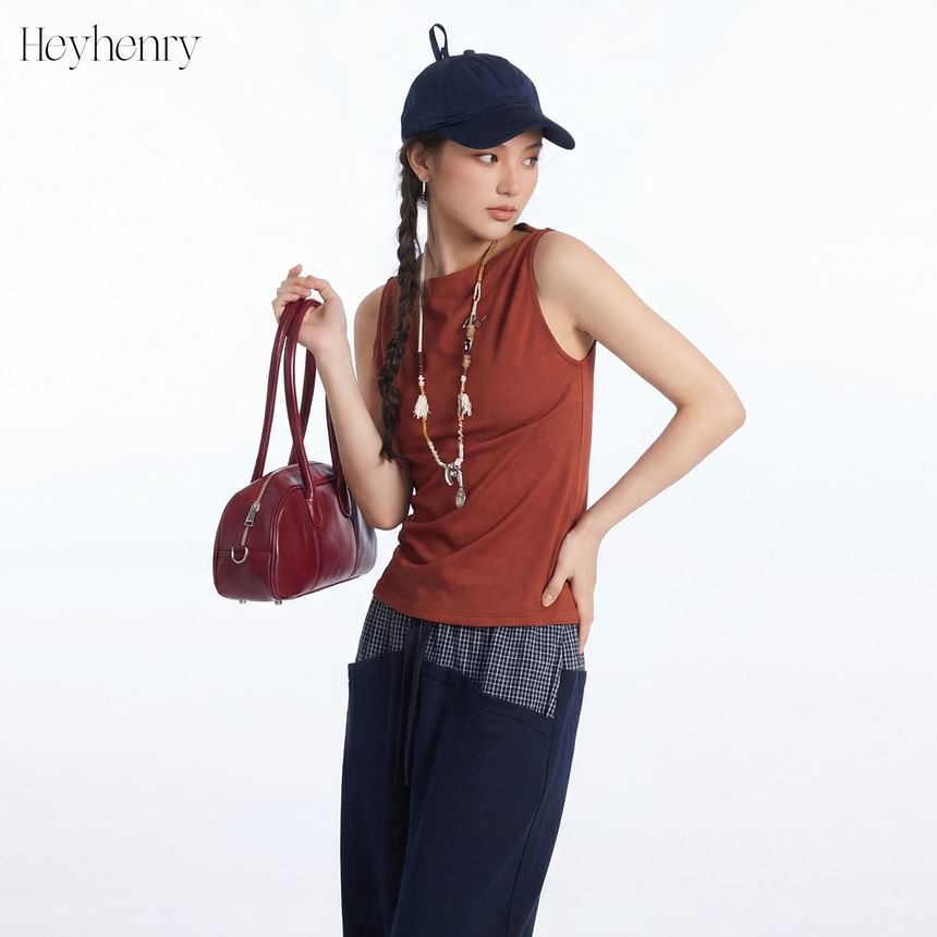 Boatneck Solid Slim-Fit Tank