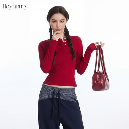 Color-Block Round Neck Crop Tee with Long Sleeves