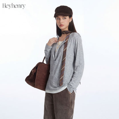Relaxed Color-Block Long Sleeve Tee with Faux Layer