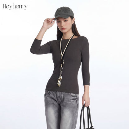 Ribbed Boatneck Slim-Fit Elbow-Sleeve Top