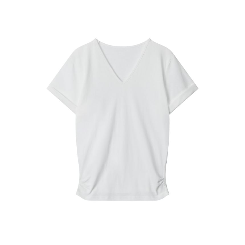 Loose-Fit V-Neck Solid Short-Sleeve Tee