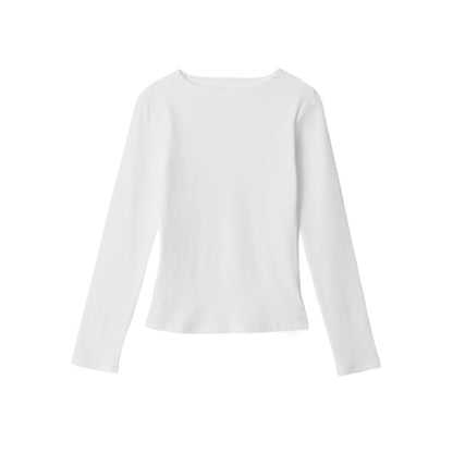 Boatneck Solid Slim-Fit Long-Sleeve Tee