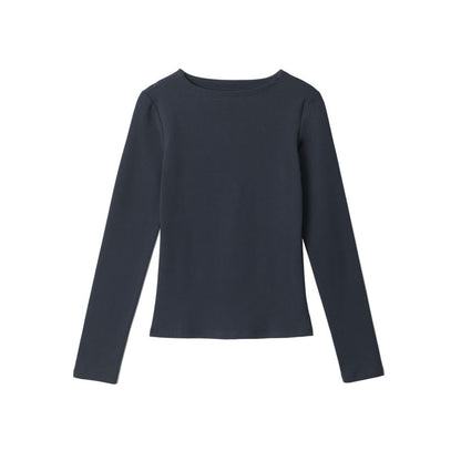 Boatneck Solid Slim-Fit Long-Sleeve Tee
