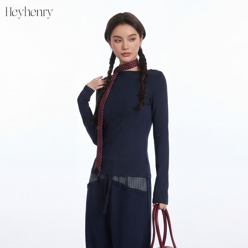 Boatneck Solid Slim-Fit Long-Sleeve Tee