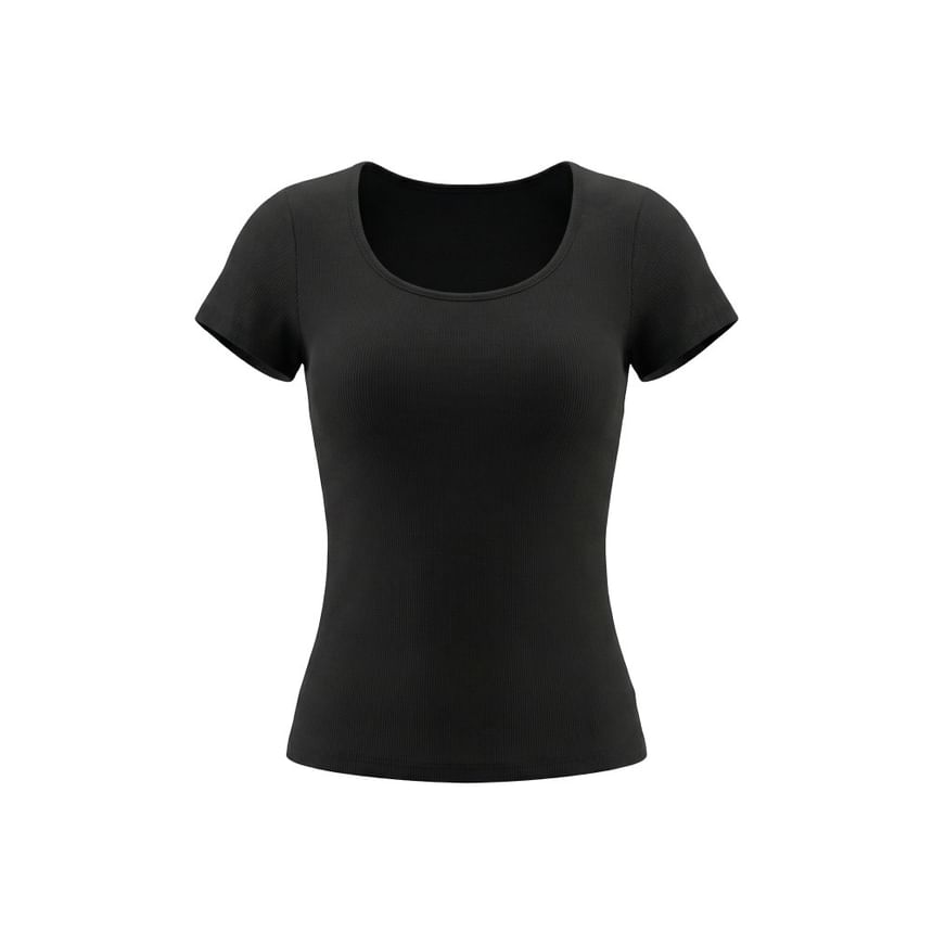 Crewneck Solid Slim-Fit Short-Sleeve Tee