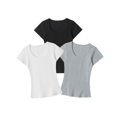 Crewneck Solid Slim-Fit Short-Sleeve Tee