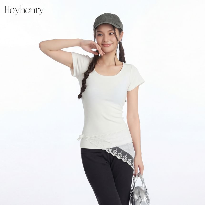 Crewneck Solid Slim-Fit Short-Sleeve Tee