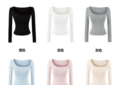 One-Shoulder Padded Top with Long Sleeves