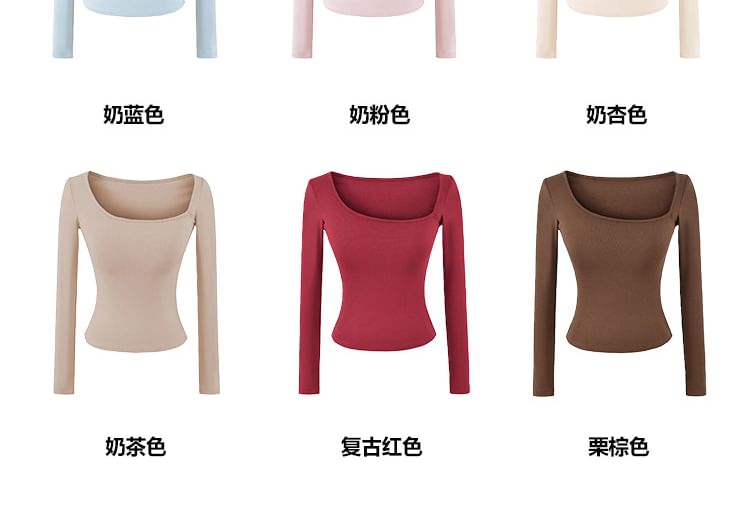 One-Shoulder Padded Top with Long Sleeves