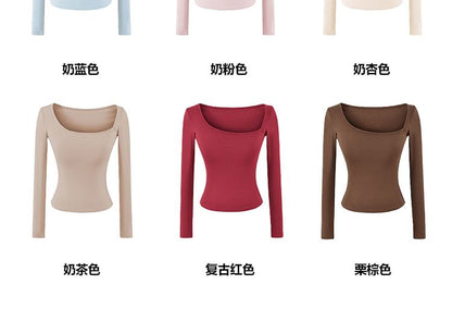 One-Shoulder Padded Top with Long Sleeves