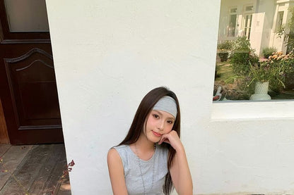 Striped Lace Trim Round Neck Tank Top