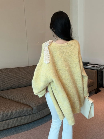 Cozy Knit Top and Cardigan Set with Square Neckline