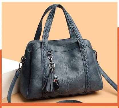 Braided Faux Leather Crossbody Tote Bag