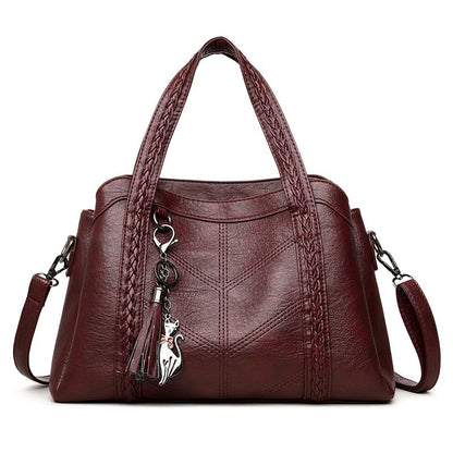 Braided Faux Leather Crossbody Tote Bag